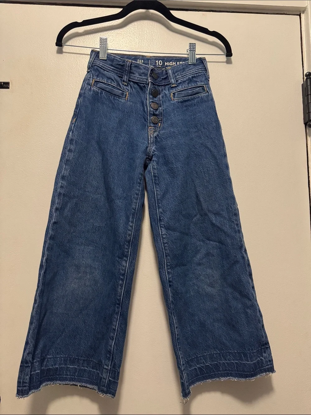 GAP Girls High-Rise Wide-Leg Jeans - Blue Denim